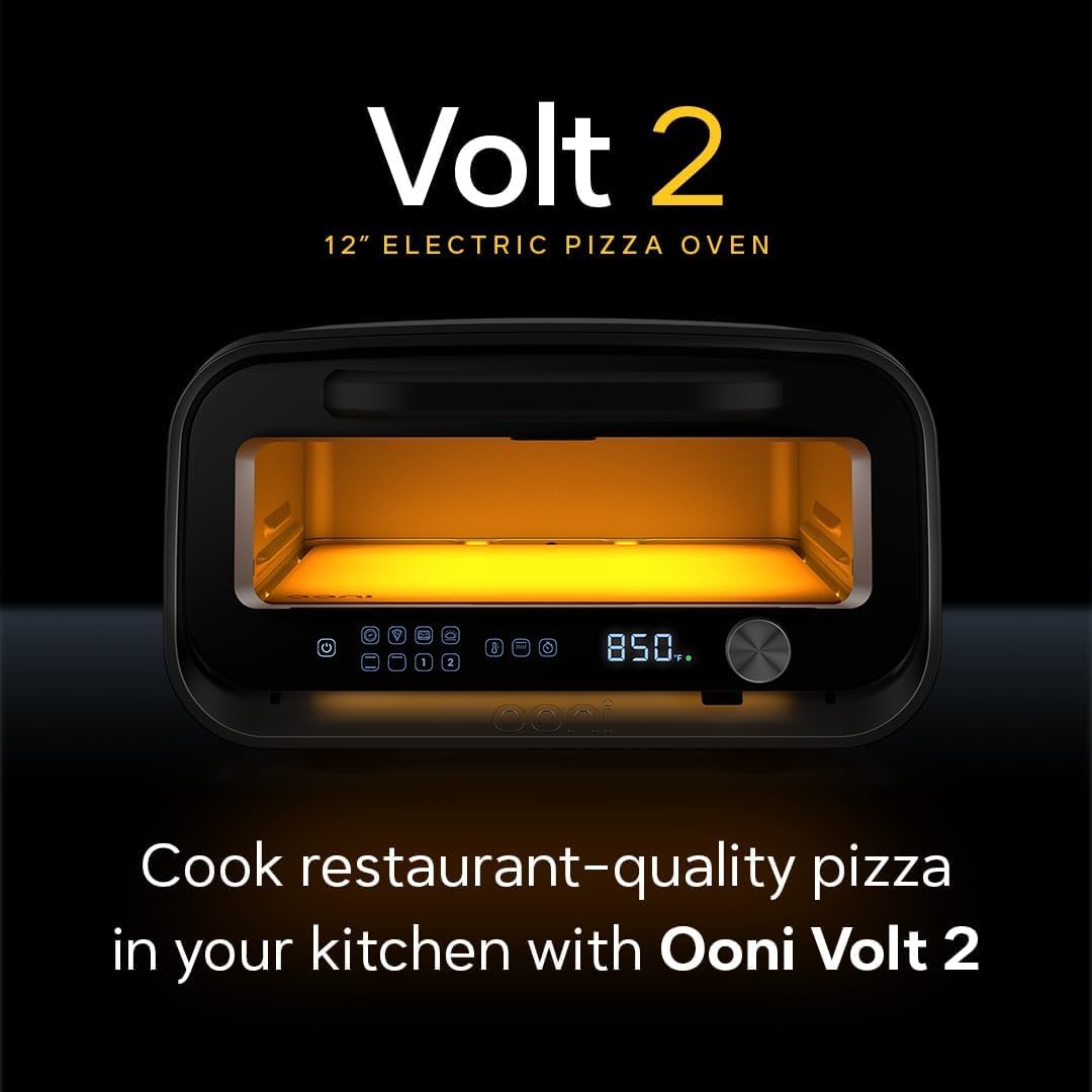 Ooni Volt 2 Electric Indoor Pizza Oven - Versatile Countertop Electric Toaster Oven, Cook 12 Inch Pizzas and More - Charcoal Grey