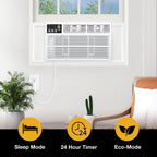 Whirlpool 18,000 BTU Window Air Conditioner with Dehumidifier, 230V, Window AC for Large Rooms up to 1000 Sq. Ft., Bedroom, Living Room, Apartment, with Remote, 3 Speeds, and 24H Timer, White