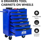 RYH 5 Drawers Rolling Tool Chest - 13" D x 20.9" W x 30.5" H Heavy Duty Mobile Tool Cart with Locking Wheels & Ball Bearing Drawers, Garage Tool Storage Cabinet (Blue, 5 Drawers)