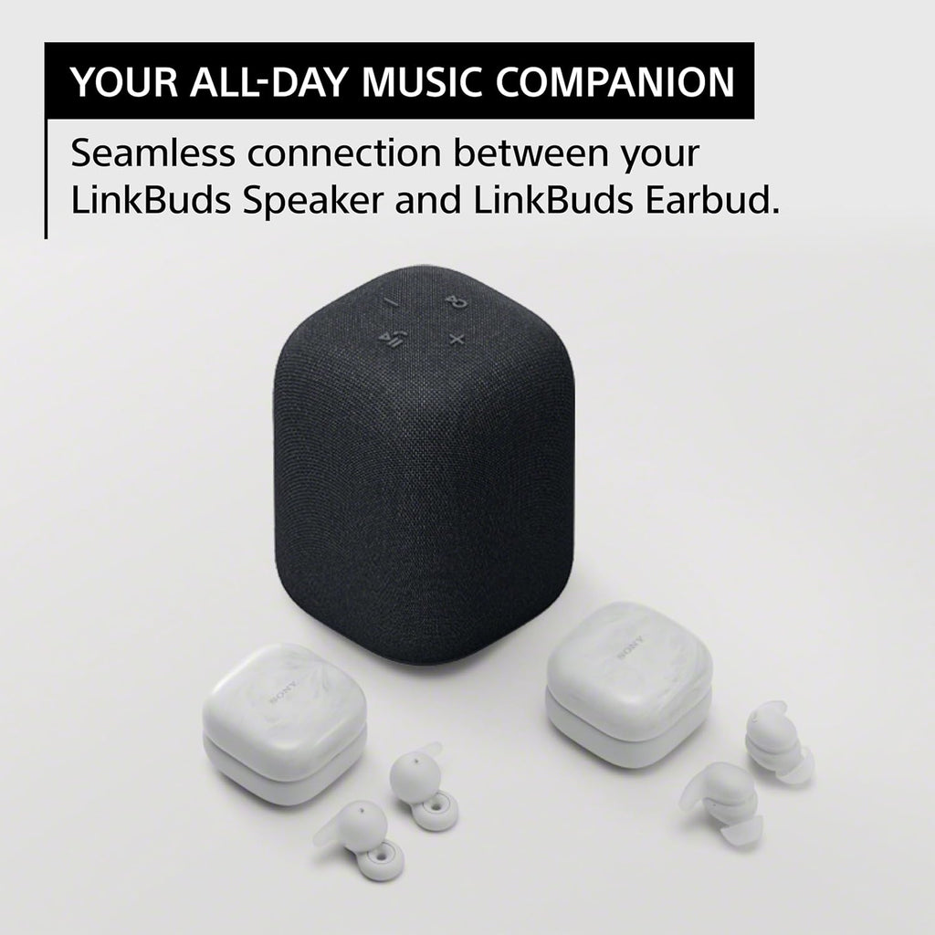 Sony LinkBuds Bundle: Truly Wireless Noise Canceling Earbuds in Pink with Portable Bluetooth Speaker in Light Gray