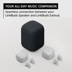 Sony LinkBuds Bundle: Truly Wireless Noise Canceling Earbuds in Pink with Portable Bluetooth Speaker in Light Gray