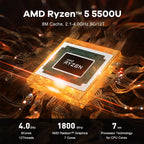 Beelink Mini PC  SER5 AMD Ryzen 5 5500U(7nm  6C/12T) up to 4.0GHz  Mini Gaming Computer 32GB DDR4 RAM 500GB NVME SSD  Micro PC 4K@60Hz Dual Display  Mini Computer WiFi6/BT5.2/HTPC/W-11 Pro