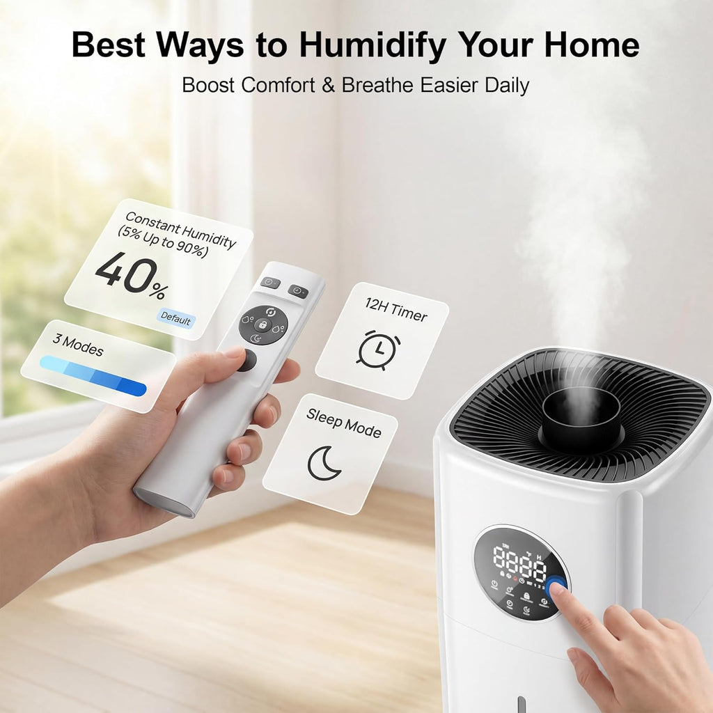 21L/5.5Gal Humidifiers for Bedroom,Humidifier Large Room with 2000ml/h High Output,Top Fill,24H Runtime, Cover up to 3000ft²,Remote Control Whole House Cool Mist Humidifier for Home,Office,Plants
