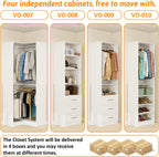 Closet System with 4 sets, 101.9" Closet Organizer Systems with 6 Drawers & 8 Hanging Rods & Adjustable Shelves, Walk in Closet Standing Closet System, Corner Closet System Set, White