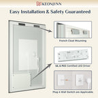 Keonjinn 60" x 36: Lighted Bathroom Mirror, Large LED Backlit Miroor, 3 Colors Lights Warm/Natural/White, HD Tempered Glass, Safe Anti-Fog, Dimmable, Oversinzed LED Bathroom Mirrors