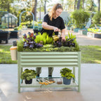 Elevated Raised Garden Bed-V Series  2' x 4' Garden Beds with Legs & Storage Rack for Patio Porch  700 Lbs Weight Capacity  Outdoor Planter Boxes for Gardening Herbs Vegetables Flowers  Olive Green