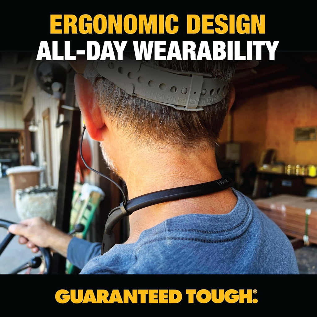 DEWALT Black Edition Pro Audio Bundle: Heavy-Duty 2-in-1 Bluetooth Neckband Headphones + Rugged EVA Travel Case