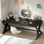 LVB 70.8" Black Computer Desk, Large Industrial Pc Study Home Office Desk, Long Modern Wood Gaming Work Writing Desk for 2 Person, Farmhouse Double Workstation Executive Desk with Storage in Bedroom