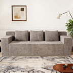Kurhwyss 71" Corduroy Living Room Sofa, 3 Setaser Deep Seat Couch with 3 Lumbar Pillows, Comfy Boneless Sofa Modern Compressed Couch for Bedroom, Office, Apartment, No Assembly, Flat Armrests (Camel)