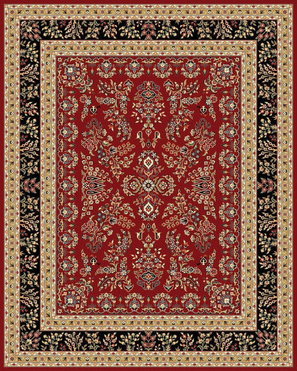 SAFAVIEH Area Rug 9x12 - Lyndhurst Collection - Large - Red & Black, Traditional Oriental Design, Non-Shedding & Easy to Clean, Ideal for Living Room, Bedroom, Dining Space (LNH331B)
