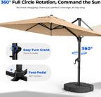 HOMSHADE 10x10 FT Cantilever Patio Umbrella Outdoor with Base- Large Offset Heavy-Duty Aluminum Umbrella with 360° Rotation, 6 Tilts, Windproof, 3-Year Fade Resistance for Pool Deck, Square, Beige