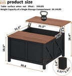 Lift Top Coffee Table with Storage, 31.5" Farmhouse Coffee Tables with Wooden Lift Tabletop and Hidden Compartment Square Center Table for Living Room, Small Space Home Office, Black