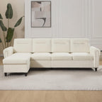 Westice 106" Modular Sectional Sofa with Movable Ottoman, Deep-Seat L-Shaped Couch, 4-Seater Modern Sofa for Living Room, Bedroom, or Apartment (Beige)