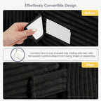 Boneless Couch Loveseat Sleeper, Convertible Sofa Bed Folding Couch Bed Foldable, 2 in 1 Boneless Chair Bed & Futon Sofa Bed, Small Pull Out Sofa with 4 Pillows for Living Room, Black | No Assembly, Convertible, 2 in 1, Pull Out Handle, 4 Pillows
