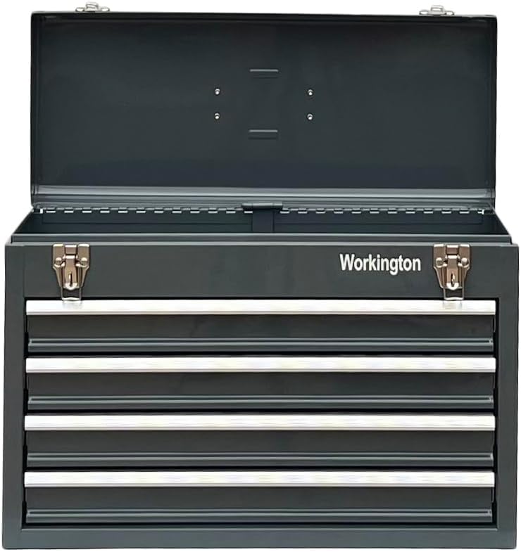 Workington Portable Metal Tool Chest with 4 Drawers, 20" 4-Drawer Tool Chest Cabinet with Ball Bearing Drawer Slides, Steel Tool Storage Box Organizer 4004 Gray