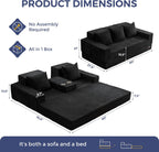 MAXYOYO Convertible Sofa Bed, 80" Oversized Boneless Loveseat Couch 4 in 1 Foldable Floor Sofa Couch in A Box with 2 Cup Holders, Folding Sleeper Chair for Living Room, No Assembly Required, Black