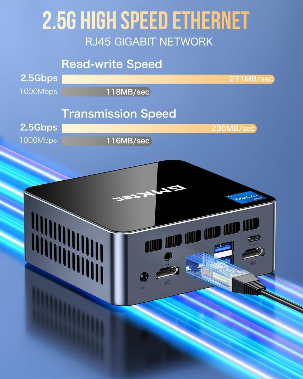 GMKtec Mini PC with Intel Core i7-1185G7 Processor (Up to 4.8 GHz) 16GB DDR4 1TB SSD NIC i226V RJ45 2.5G Iris Xe Graphics USB4.0 Desktop Mini Computers WiFi 6  BT 5.2/ DP  HDMI M2