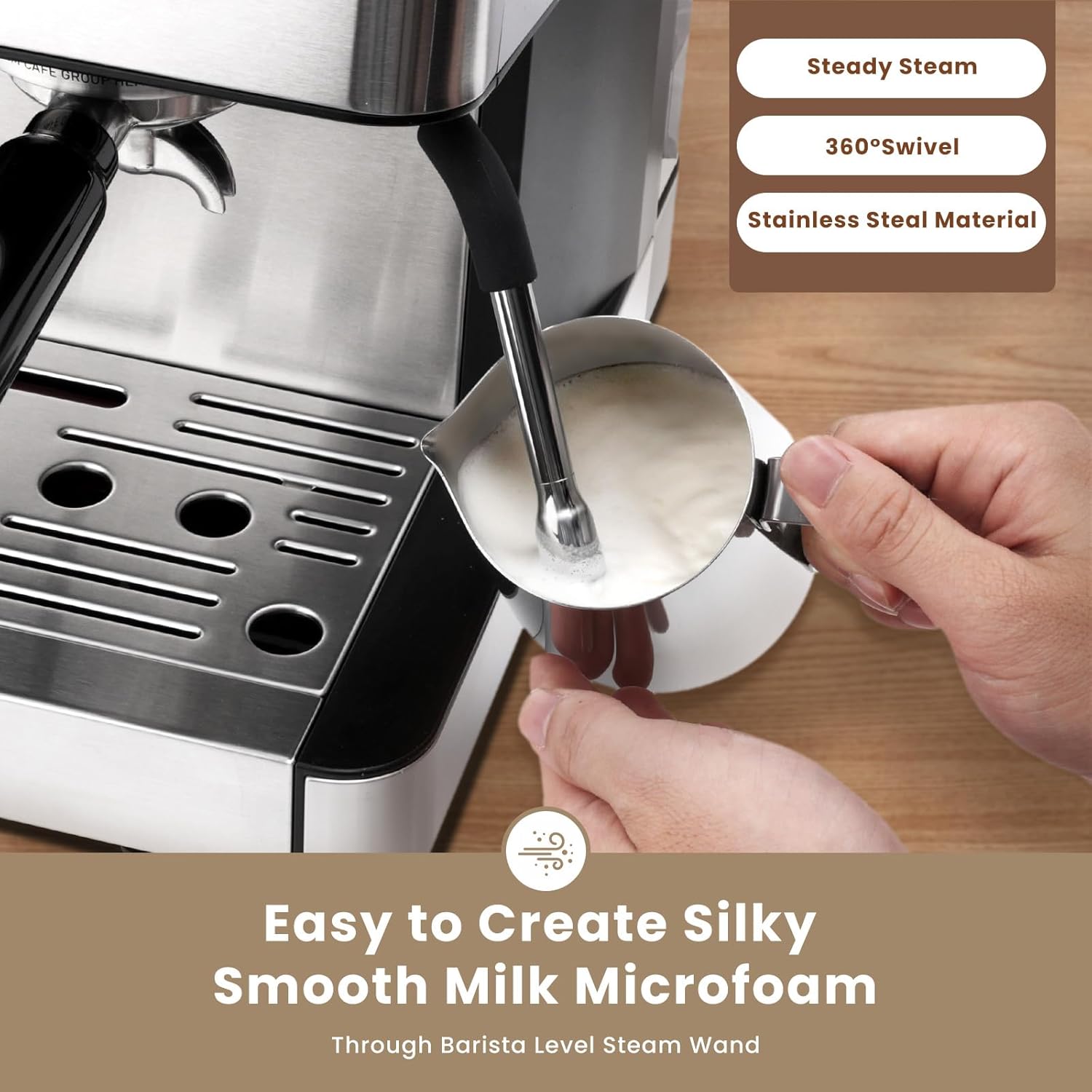 Gevi Espresso Machine with Grinder & Milk Frother, 20 Bar Professional Coffee Maker for Home, Removable Water Tank, Steam Wand, Perfect for Espresso, Cappuccino, Latte
