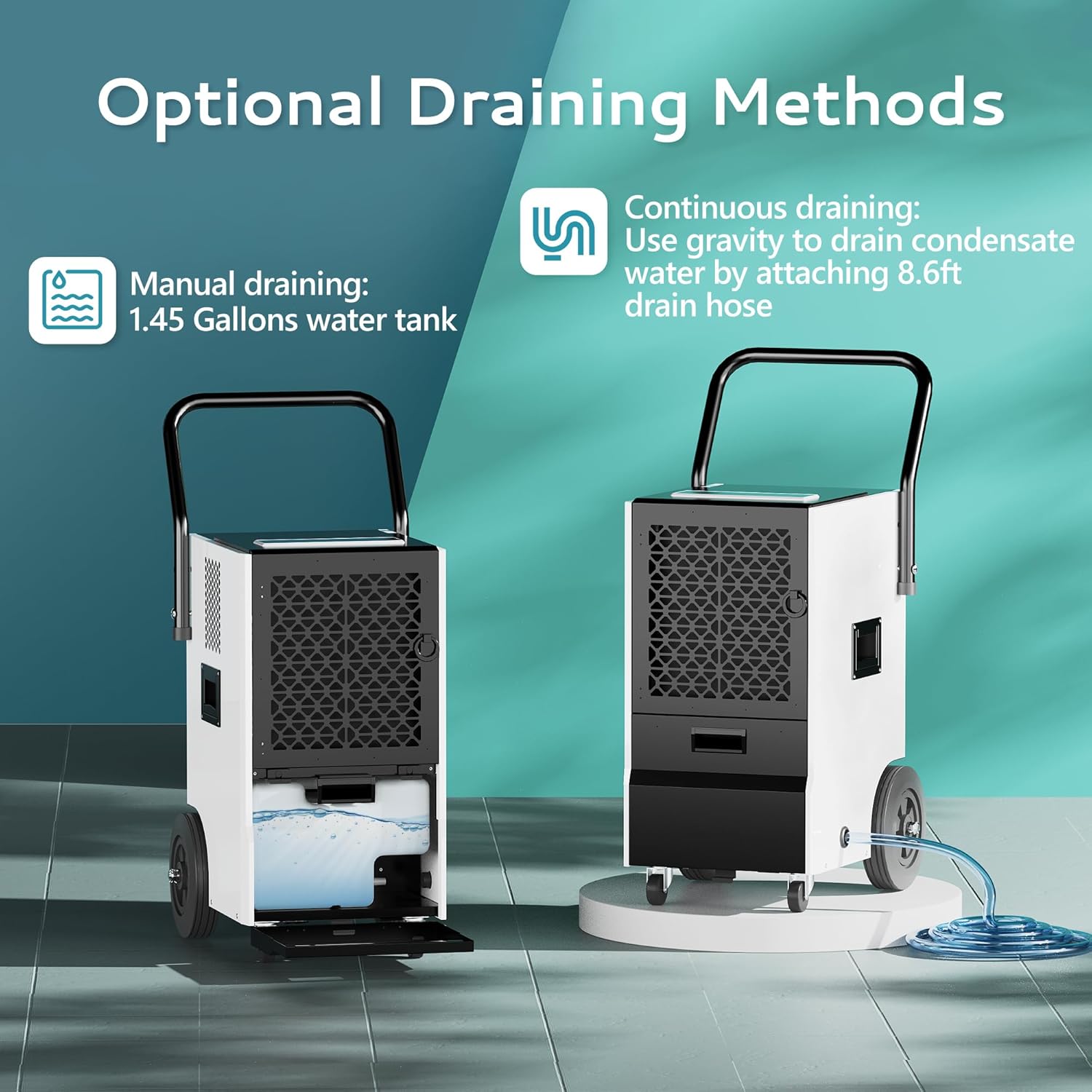 EUHOMY 160 Pints Commercial Dehumidifier for Basement,Large Dehumidifier for Basement With Drain Hose,Timer and 4 Wheels,Industrial Dehumidifiers for Flood Repair,Drying Basement,Warehouse and Factory