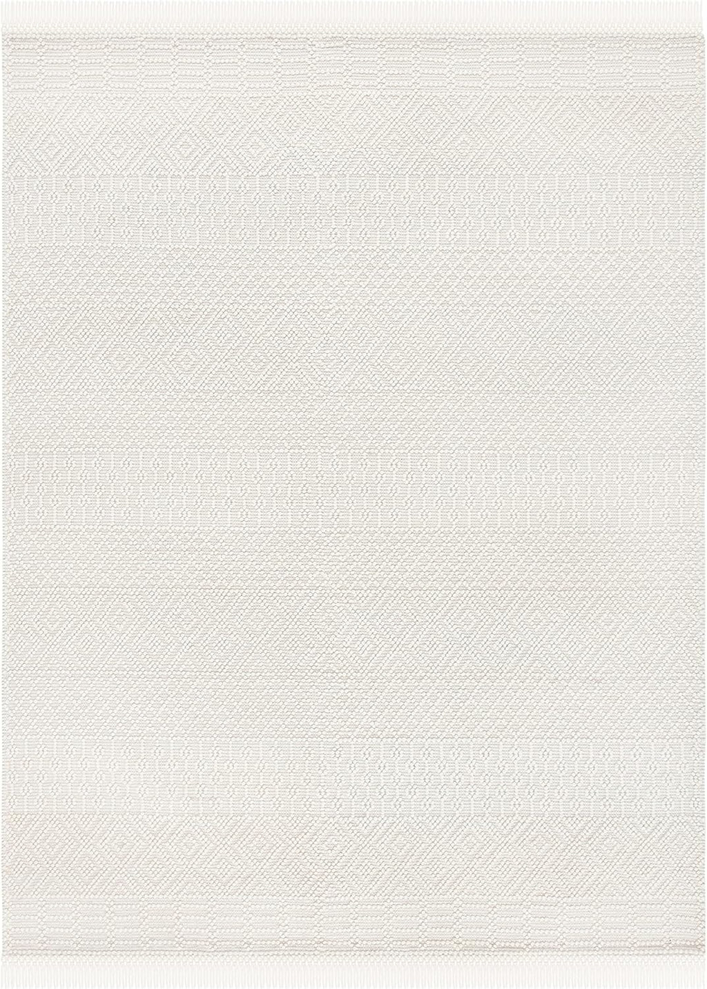 SAFAVIEH Area Rug 8x10 - Natura Collection - Large - Ivory, Handmade Wool, Moroccan Boho Fringe Design, Ideal for Living Room, Bedroom, Dining Space (NAT852B)