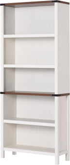71" Tall Bookshelf, 5-Tier Farmhouse Bookcase, Free Standing Display Shelf & Storage Organizer for Living Room, Home Office, Bedroom,Antique White.