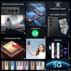 MMY I25 Ultra 5G Unlocked Smartphone,16GB+512GB Fully Cell Phone for Android 14, 6.99" Unlocked Cell Phone, 7000mAh, 68MP+108MP Dual Camera/Dual SIM/Fingerprint Lock/Face (Black)