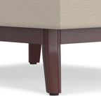 SIMPLIHOME Owen Coffee Table Storage Ottoman - 34 inch Wide Upholstered Linen Look Fabric Rectangular Lift-Top Ottoman in Natural, Mid-Century Modern Bench for Living Room with Tapered Legs