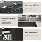 Modern L Shape Executive Desk with Storage Drawers – Large Black Corner Office Desk for Home Workspace, Spacious Executive Desk with Cabinets (Black/Right, 87" L * 63" W * 30" H)