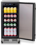 15 Inch Under Counter Beverage Refrigerator, 126 Cans Built-in or Freestanding Drink Fridge with Insulated Door,Ideal for Indoor or Outdoor Bar, Kitchen, Garage