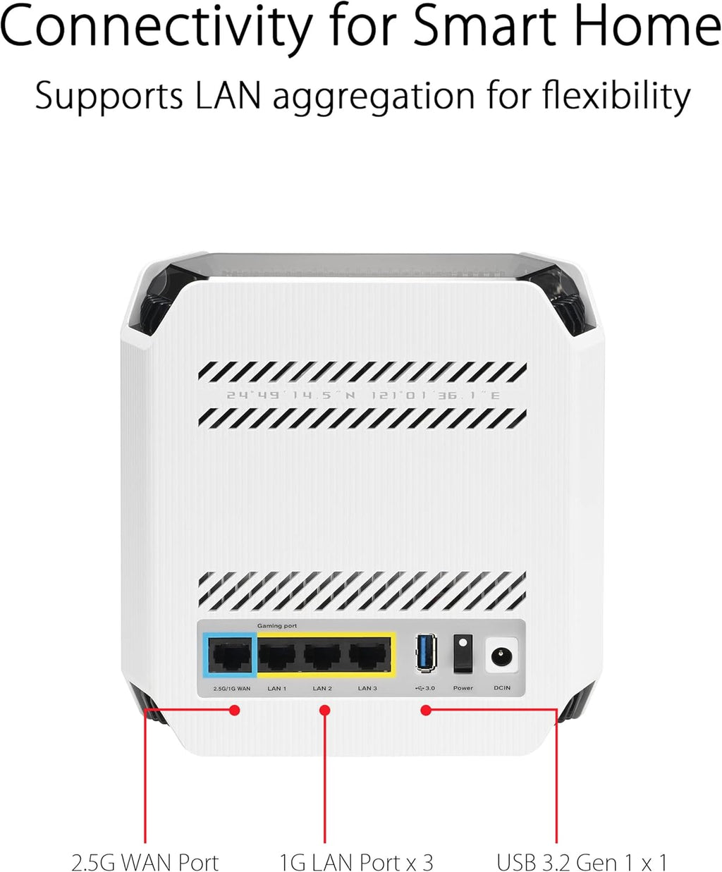 ASUS ROG Rapture GT6 (2PK) AX10000 Tri-Band WiFi 6 Gaming Mesh System  Covers up to 5 800 sq ft  2.5 Gbps Port  Triple-Level Game Acceleration  UNII 4  Free Lifetime Internet Security  Moonlight White