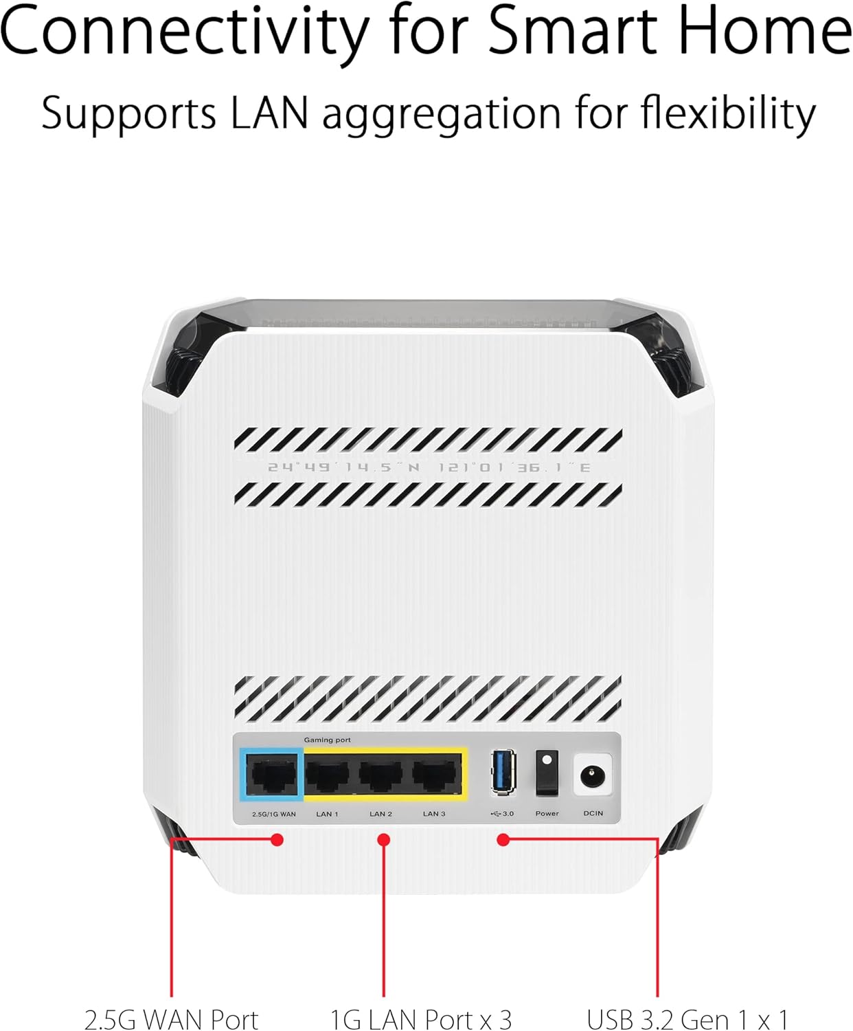 ASUS ROG Rapture GT6 (2PK) AX10000 Tri-Band WiFi 6 Gaming Mesh System  Covers up to 5 800 sq ft  2.5 Gbps Port  Triple-Level Game Acceleration  UNII 4  Free Lifetime Internet Security  Moonlight White