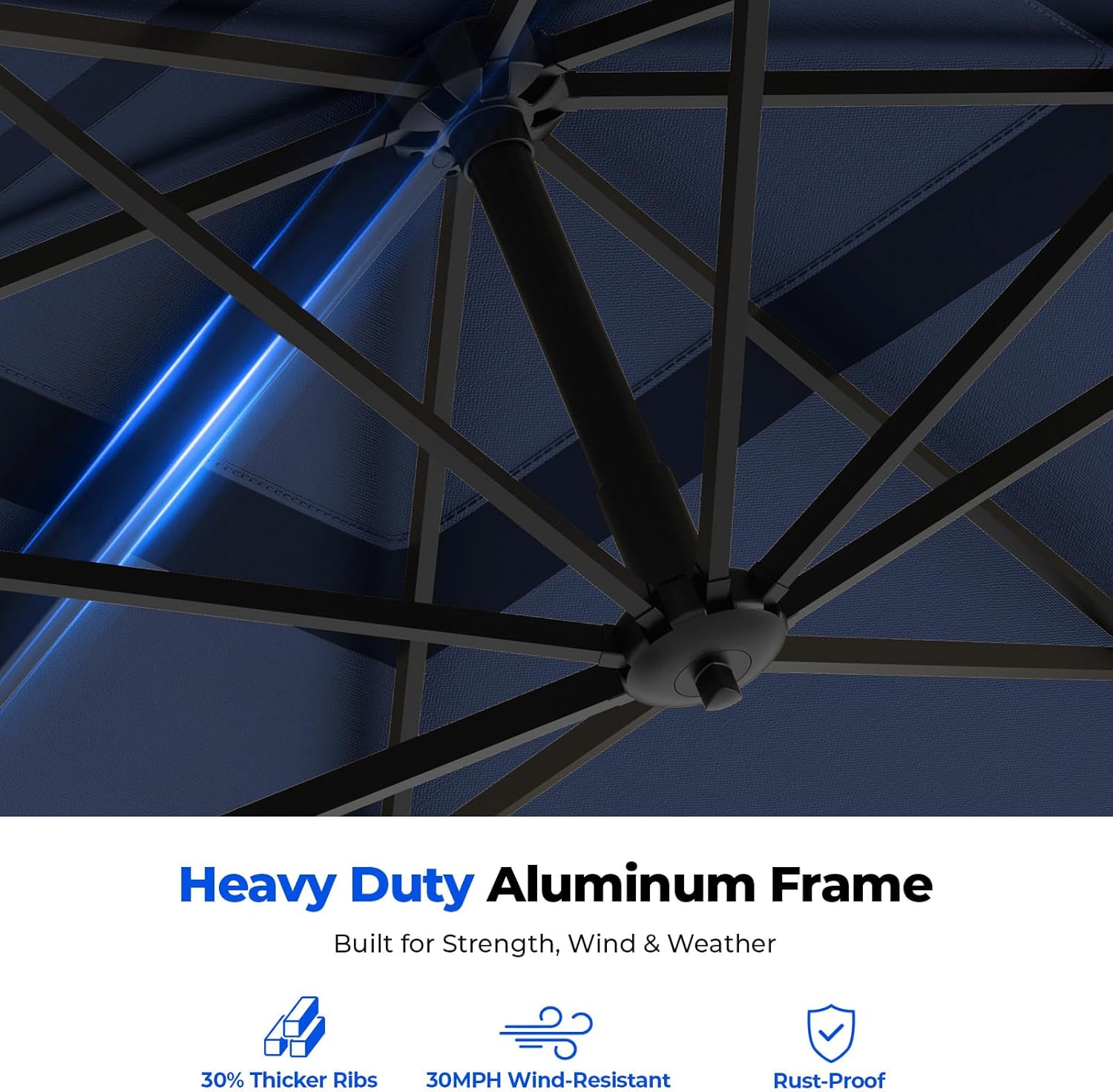 HOMSHADE 10x10 FT Cantilever Patio Umbrella Outdoor with Base- Large Offset Heavy-Duty Aluminum Umbrella with 360° Rotation, 6 Tilts, Windproof, 3-Year Fade Resistance for Pool Deck, Square, Navy Blue