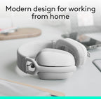 Logitech Zone Vibe 100 Lightweight Wireless Over Ear Headphones with Noise Canceling Microphone, Advanced Multipoint Bluetooth Headset, Works with Teams, Google Meet, Zoom, Mac/PC - Off White
