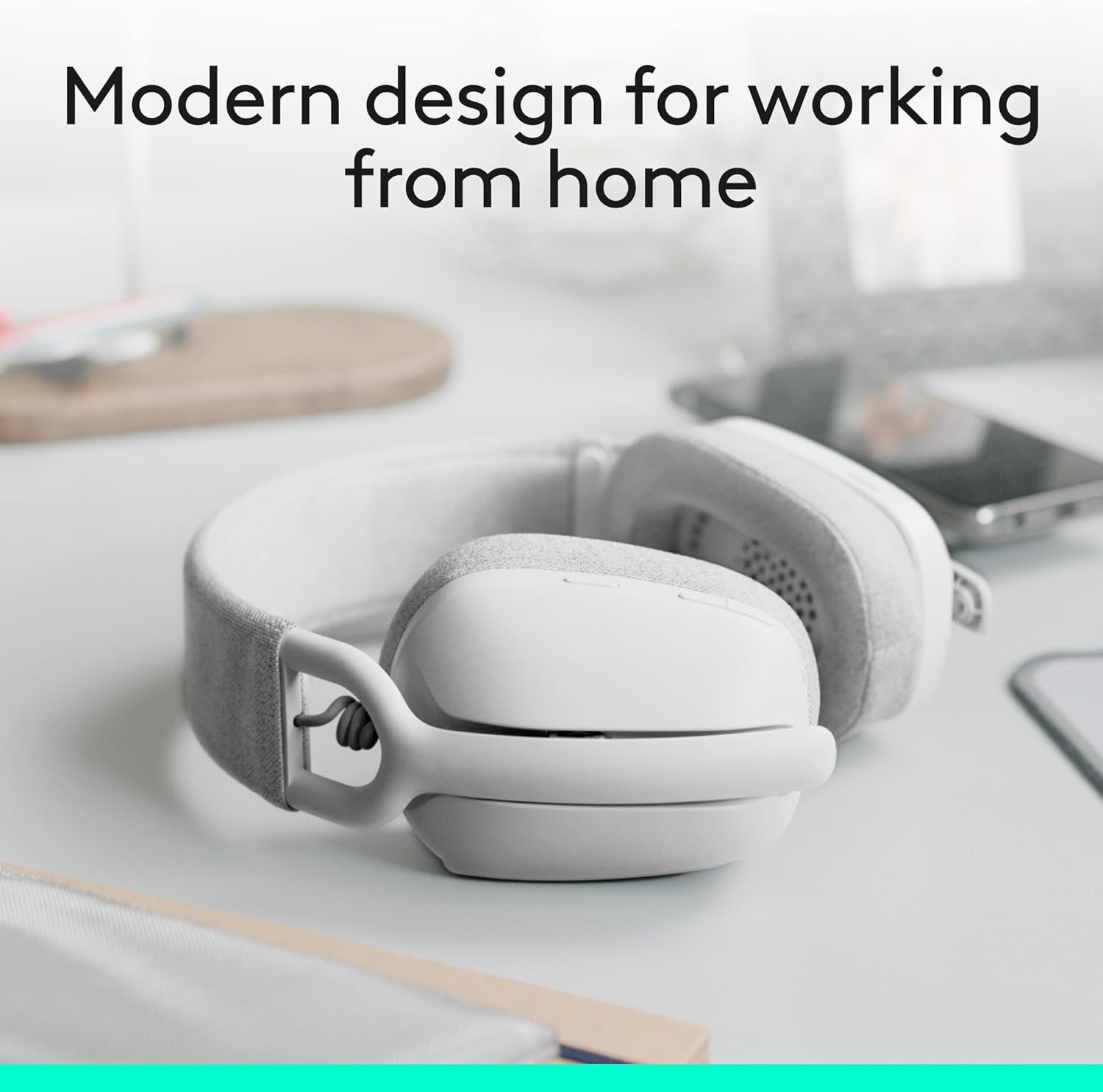 Logitech Zone Vibe 100 Lightweight Wireless Over Ear Headphones with Noise Canceling Microphone, Advanced Multipoint Bluetooth Headset, Works with Teams, Google Meet, Zoom, Mac/PC - Off White