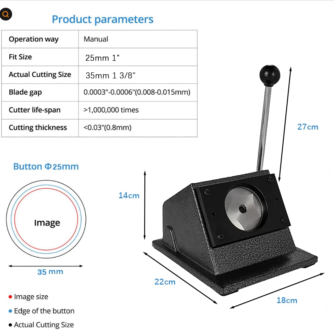 1 Inch Circle Punch Cutter Button Maker Machine for Paper Craft, DIY Hole Die Cutting Tool