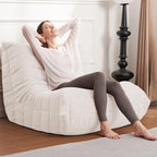 Bean Bag Chair Big Sofa Beanbag Chair for Adults Fireside Chair Bean Bag Lounger with Memory Foam Filled for Home,Apartment or Gaming Venue(White Teddy)