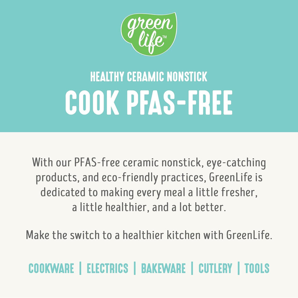 GreenLife Soft Grip 16 Piece Cookware Set, Non-Toxic PFAS-Free Ceramic Nonstick, Pots, Frying, Sauce, Saute, Glass Lids, Stay-Cool Handles, Wobble Free Bases, Dishwasher & Oven Safe, Turquoise
