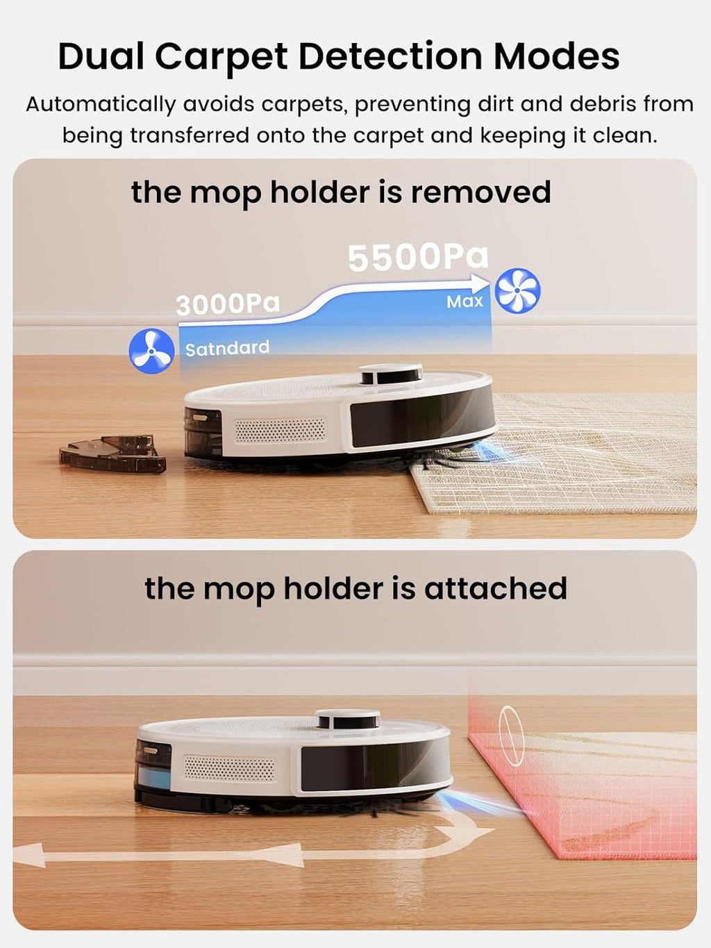 Lefant LiDAR Robot Vacuum and Mop, 90-Day Self-Emptying, 190° PSD Obstacle Avoidance, Customized Cleaning, Multi-Floor Mapping, 5500Pa Strong Suction, 140 Min Runtime, WiFi/Alexa/APP/iWatch, M2 Pro