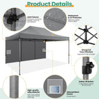 COBIZI 10x15 Heavy Duty Pop up Canopy Tent with 4 sidewalls  Commercial Outdoor Tents for Parties Backyard Event  Wedding  All Season Waterproof Event Shelter with Carry Bag  Gray(Frame Thickened)