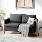 TYBOATLE Linen Fabric Modern Small Loveseat Sofa Couch for Living Room, 51" W Little Upholstered 2-Seater Mini Love Seats w/Iron Legs for Small Space, Apartment, Bedroom, Dorm, Office (Dark Grey)