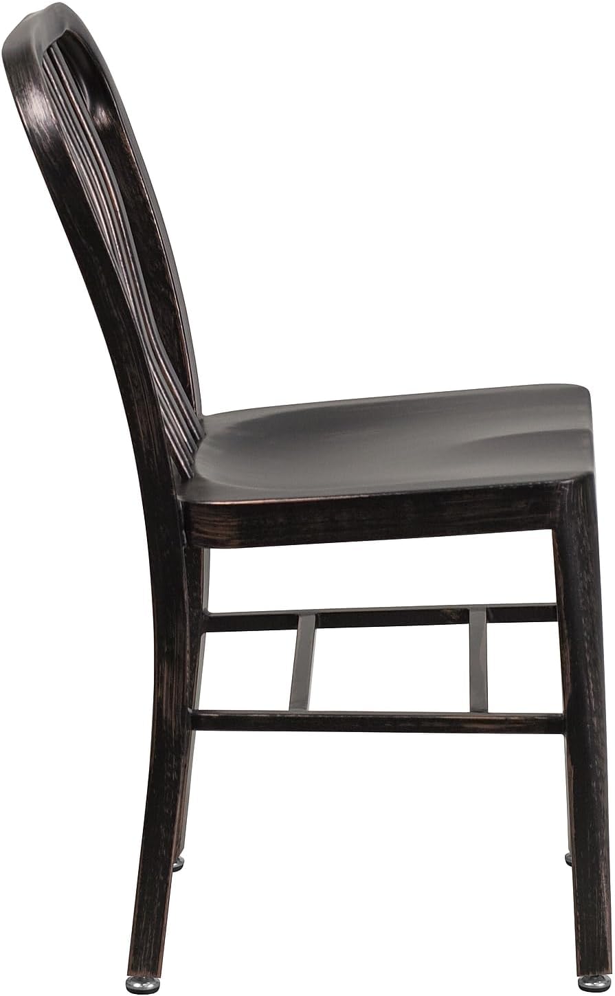Flash Furniture Commercial Grade Black-Antique Gold Metal Indoor-Outdoor Chair