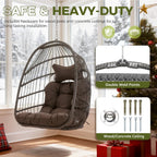 RADIATA Outdoor Egg Chair Without Stand, Foldable Durable Rattan Wicker Hanging Swing Basket, 350 Lbs Heavy-Duty Hammock Chair with Cushion for Patio Balcony Garden Ceiling or Tree Mount, Dark Gray