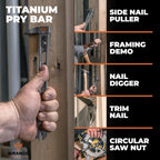 Wrango Tools 11.5" Titanium Nail Puller Cats Paw Pry Bar - Lightens Your Toolbelt - 45% Lighter Than Steel - Side Nail Puller - Professional Grade & Lifetime Warranty - 5% Donated To Help Farmers