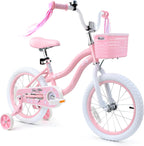 bicystar Girls Bike for Kids Ages 2-5 Years, 12 14 16 18 Inch Kids Bike with Training Wheels, Basket & Streamers, Pink Little Girls Bicycle with Coaster Brake, Birthday Gift