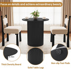 31.5" Black Round Dining Table for 2, Sturdy and Durable Round Wood Dining Table with Fluted Base, Simple Setup Small Kitchen Table for Living Dining Room Office (Black)