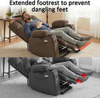 MCombo Large Dual Motor Power Lift Recliner Chair for Elderly, Massage and Heat, Lay Flat, Zero Gravity, Home Button, USB Port, Fabric 7680 (Large, Brown)