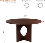 Garvee 47" Round Dining Table for 4-6 People - Circle Kitchen Dinner Table with Sturdy Pedestal Base, Space Saving Dinning Room Furniture for Living Room, Kitchen, Apartment, Walnut