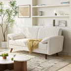 ONBRILL 64.5" Loveseat Sofa, Chenille Loveseat Couch for Living Room, 23.2" Deep Seat Love Seat with Padded Arms, Comfy Modern Small Couches for Bedroom, Small Spaces, Dorms, Office, Beige