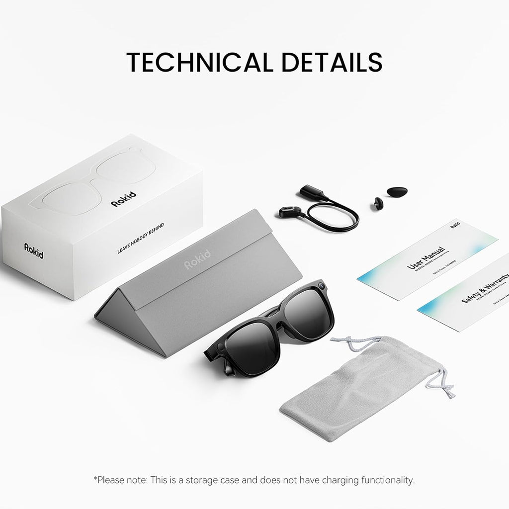 Rokid 2026 AI Glasses Style smart glasses with Gemini3 flash  real-time translation 12MP camera  open-ear audio  voice-controlled assistant  Hands-Free Calls  Productivity for Travel  Work(no display)