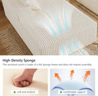Oversized Double Chaise Lounge Chair Indoor, Sleeper Sofa Couch Bed White Comfy Detachable Flannel Fabric Recliner Bed Upholstered with Throw Pillows for Living Room, Bedroom, Movie Gaming Room